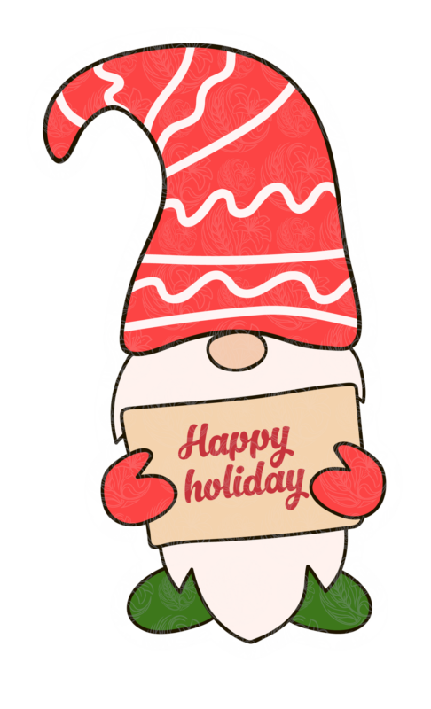 Christmas Gnome with Red Hat Happy Holiday - GBH22550